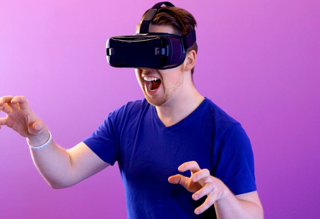 man using VR